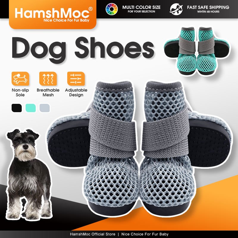 HamshMoc รองเท้าสุนัขกันลื่นระบายอากาศยืดหยุ่นปิดความกว้างอุ้งเท้าแบบปรับได้สําหรับการใช้งานกลางแจ้ง
