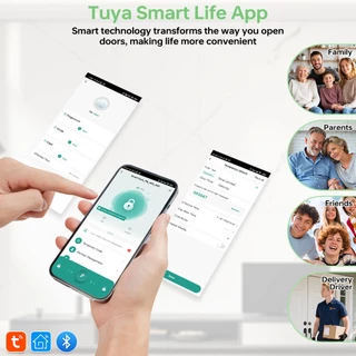 กลอนประตูดิจิตอล Smart Door Lock TUYA Digital Door Lock ประตูนิรภัย สมาร์ทล็อค ลายนิ้วมือ รหัสผ่าน บลูทูธ ปลดล็อคระยะไกล ติดตั้งไม่ต้องเจาะ