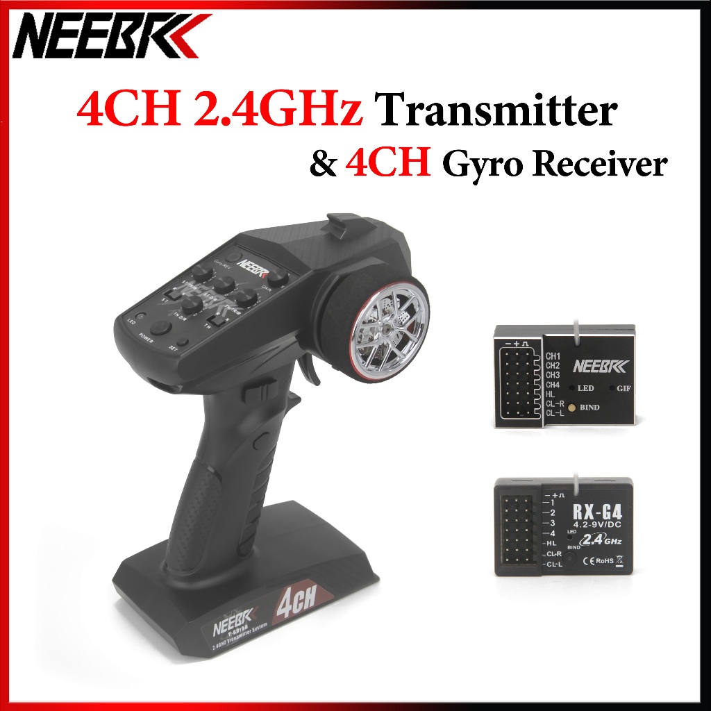 NEEBRC T-6888A 4CH 2.4GHz วิทยุดิจิตอลรีโมทคอนโทรลเครื่องส่งสัญญาณ 4CH พลาสติก/โลหะ Gyro Receiver สําหรับ RC รถเรือของเล่น Part