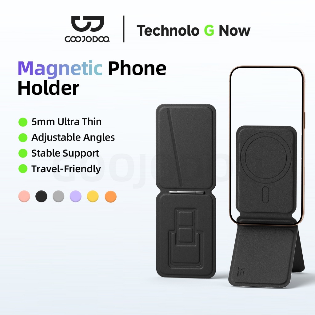 GOOJODOQ BD3017 ที่วางโทรศัพท์แบบพับได้แบบแม่เหล็กแข็งแรง 360° การปรับการหมุน บางเฉียบและพกพาได้มาพร้อมกับแหวนโลหะ