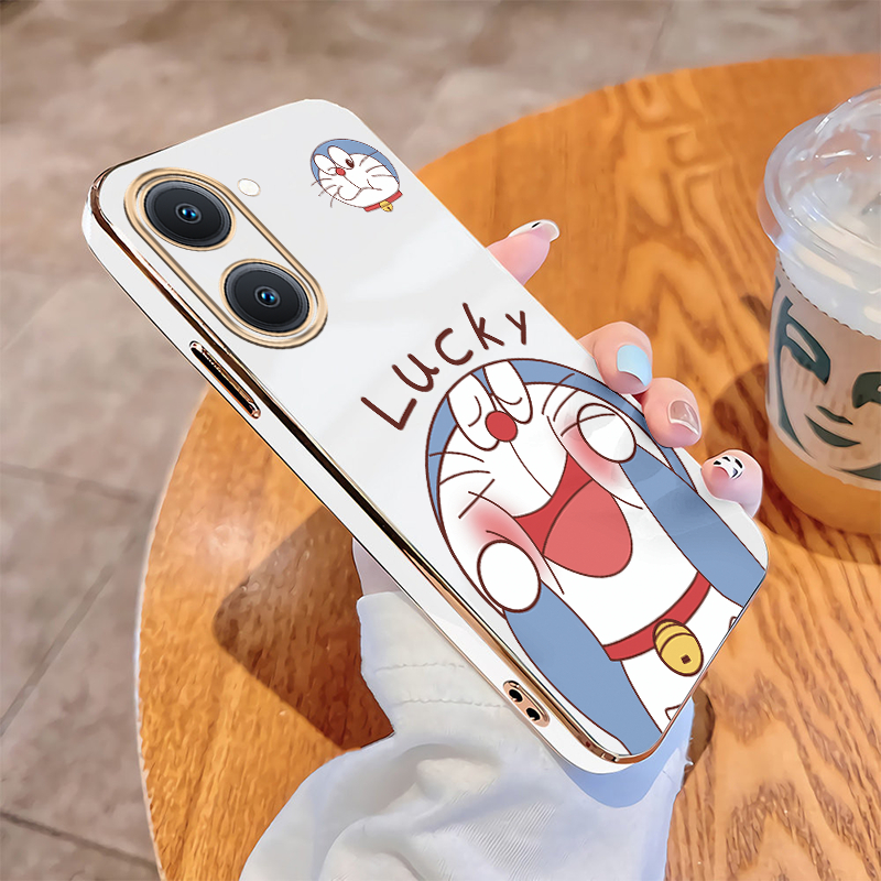 Xiaomi Redmi A7 Pro A5 Glossy Lucky Doraemon Casing Square Edges Plating Back Soft Case Cover