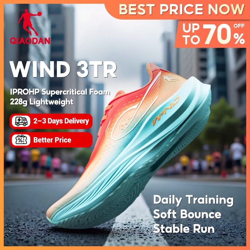 Qiaodan WIND 3TR Mens รองเท้าวิ่งการฝึกอบรมทุกวัน Soft Bounce Stable น้ําหนักเบา QDB023252297