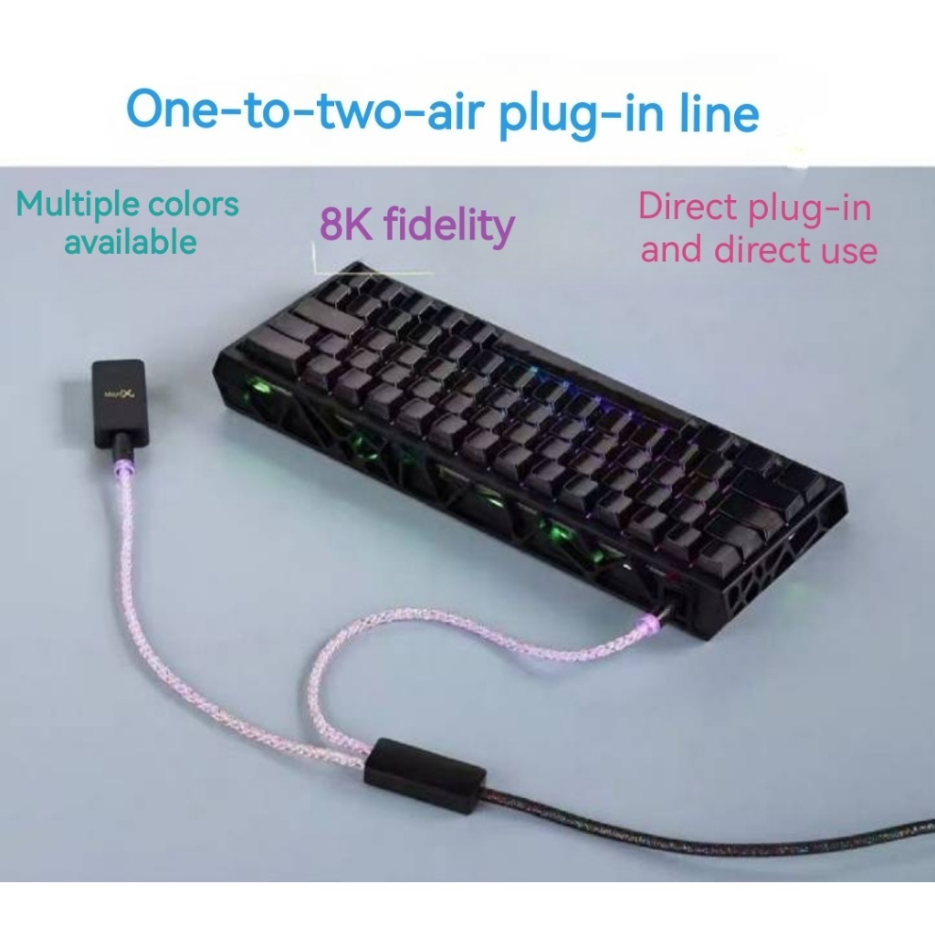 สินค้าใหม่ 8K Rate One สําหรับ 2 Dual TYPE-C คีย์บอร์ดเมาส์สาย RGB ไฟฟ้าแกนแม่เหล็ก Mechanical Keyboard Data Cable
