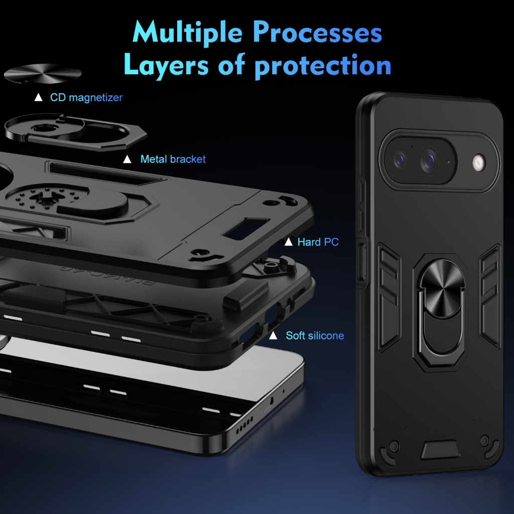 ปลอกสําหรับ Google Pixel 9 5G Pixel9 G2YBB GUR25 G1B60 เคสโทรศัพท์รถผู้ถือแหวนแม่เหล็กวงเล็บเกราะกัน