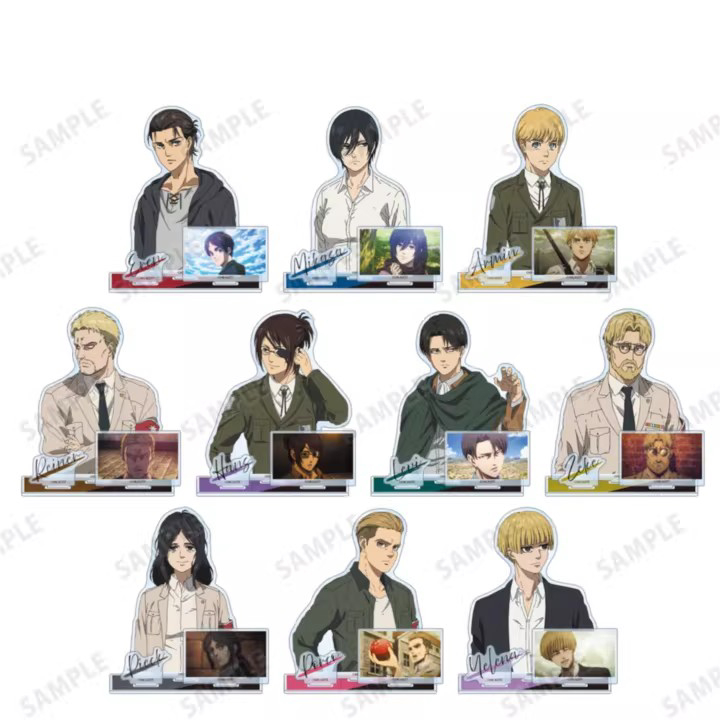 เซ็ตแท่นใส่อะคริลิก Attack on Titan 🗡️ เอเรน มิคาสะ เบราน์ ฟิกเกอร์ตั้งโชว์โต๊ะ ของสะสมสายการ์ตูน