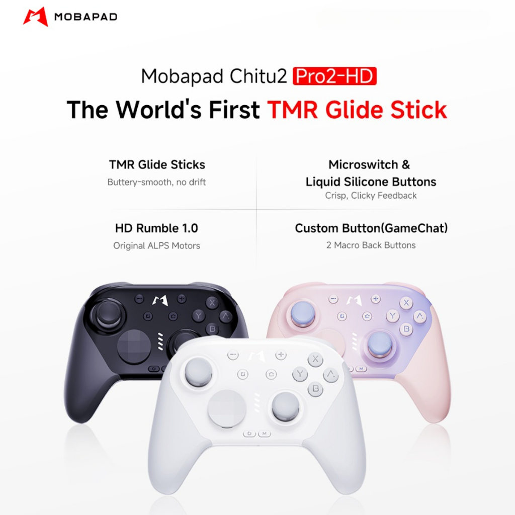 MOBAPAD CHITU 2 HD ตัวควบคุมเกมกลสําหรับ Nintendo Switch 1/2, PC, Android, iOS พร้อม TMR Glide Sticks Gamepad