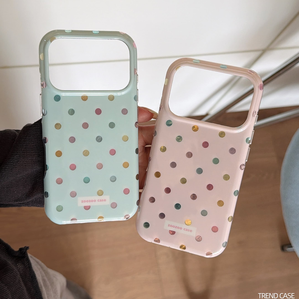 แฟชั่นสี Circular Dots Dual Layer IMD TPU เคสโทรศัพท์สําหรับ iPhone 17 16 15 14 13 Pro Max กันกระแทกปกหลัง