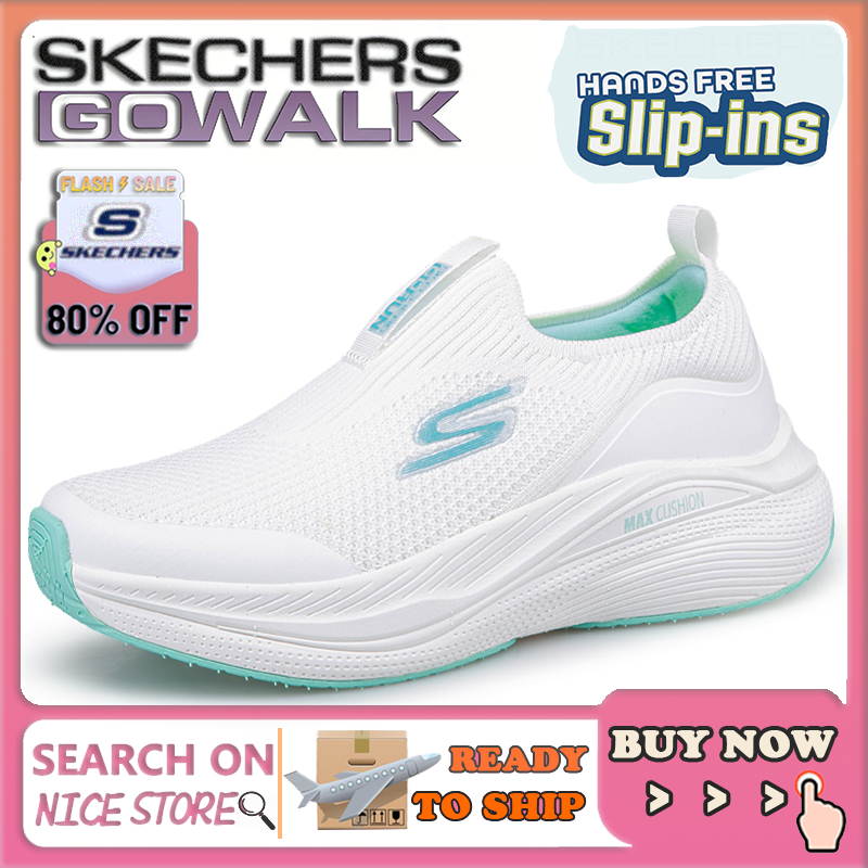 รองเท้าSketchers Slip-On แบบBreathable Fly Knit สำหรับผู้หญิง สบายและสวมใส่ง่าย