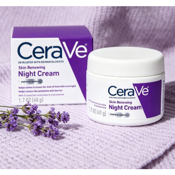 CeraVe Skin Renewing Night Cream 1.7oz, Made in USA, Peptide Niacinamide Barrier Repair Anti-Aging