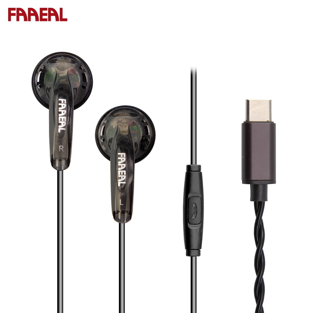 FAAEAL Iris หูฟัง Type-C รุ่นชิป DAC 15.4 มม.แบบไดนามิก Strong Bass เพลงหูฟัง IEM HiFi Sound Classic Shell HD ไมโครโฟนหูฟังชนิดใส่ในหูแบบมีสาย