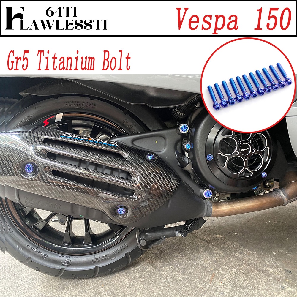 FLAWLESSTI Vespa Sprint 150 Primavera 150 S 150 น๊อตไททาเนียม เกรด5 น็อตแคร้งเครื่อง น็อตกรองอากาศ น็อตอุดน้ำมันเครื่อง อุดเฟืองท้าย ชุดน็อตบังโคลนหน้า น็อตโช้คหน้ น็อตล้อหน้า น็อตยึดขาปั้มล่าง น็อตยึดท่อ ก