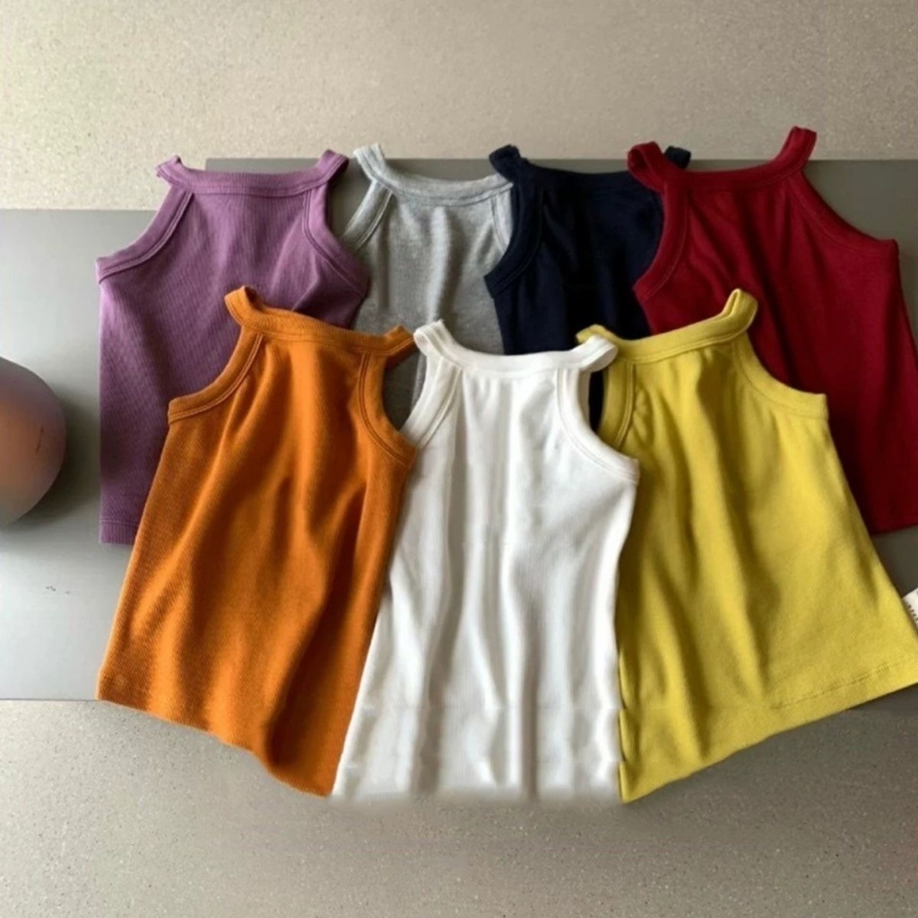 เสื้อผ้าเด็กผู้หญิง Camisole สวมใส่ด้านนอกฤดูร้อน 2026 เสื้อยืด Halterneck สไตล์ใหม่ Baby Dopamine Thin Top