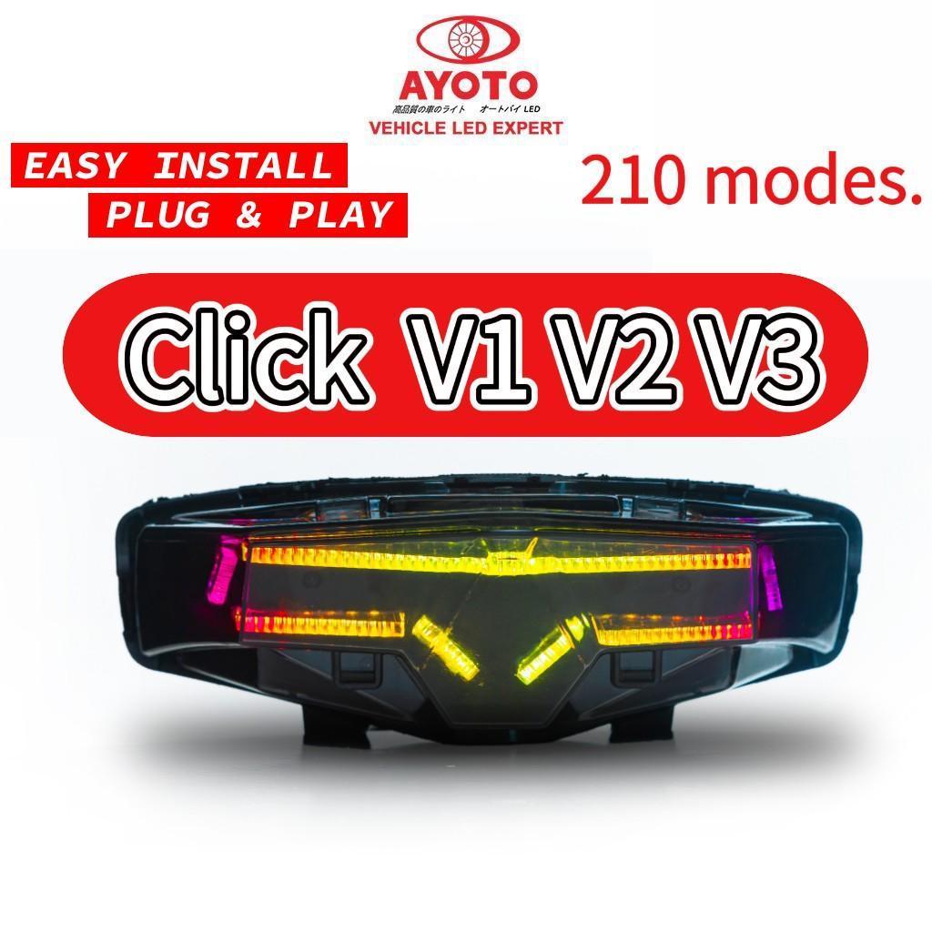 AYOTO LED HONDA CLICK BEAT V2 ชุดไฟท้ายหยุดเบรกด้านหลังโคมไฟ RGB บลูทูธ APP ควบคุม