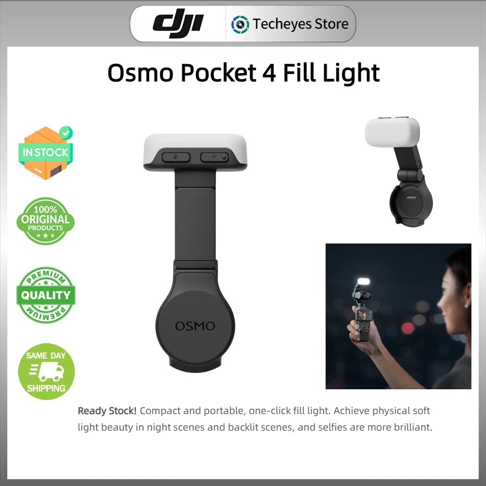 (ของแท้ในสต็อก) DJI Osmo Pocket 4 Magnetic Fill Light อุณหภูมิ 3 สี 3-Brightness LED Video Light สําหรับ Vlog Night Portrait Shooting