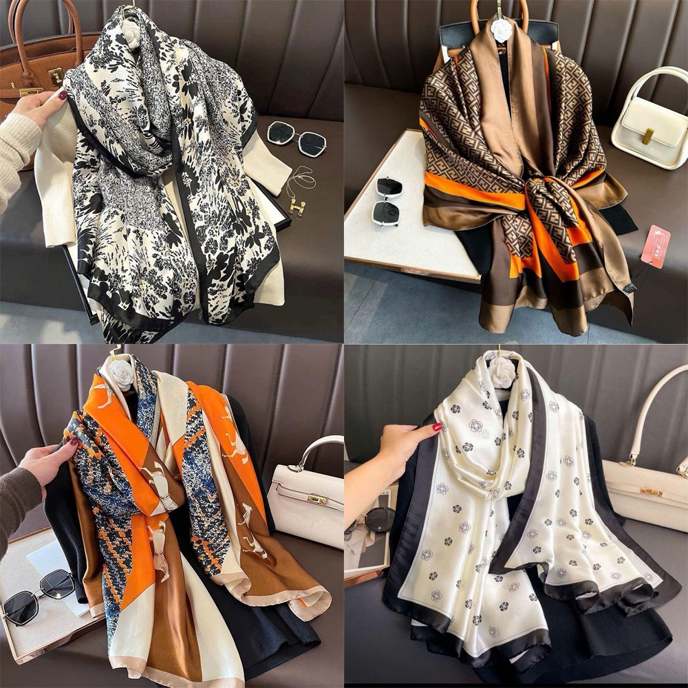 ผ้าคลุมไหล่ 180*90cm ผ้าพันคอผ้าบัฟกันแดด  น้ำหนักเบาแบบโอเวอร์ไซส์สำหรับชายหาด/ออฟฟิศ O103