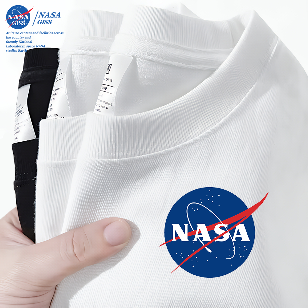 NASA เสื้อยืดชายหญิงแขนสั้น สตรีทฮิปฮอป summer NASALOGG เสื้อยืด พิมพ์ลาย คอตตอน คอกลม ทรงหลวม