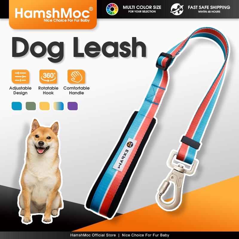 HamshMoc สายจูงนิรภัยสําหรับสัตว์เลี้ยงตะกั่วแบบปรับได้พร้อมด้ามจับแบบนุ่มไนลอนทนทานสําหรับสุนัขทั้งหมด