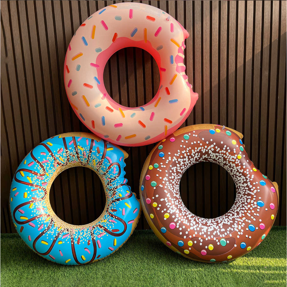 Creative Donut แหวนว่ายน้ํา Donut แหวนว่ายน้ํา Inflatable Donut Shape แหวนว่ายน้ําผู้ใหญ่แหวนว่ายน้ํ