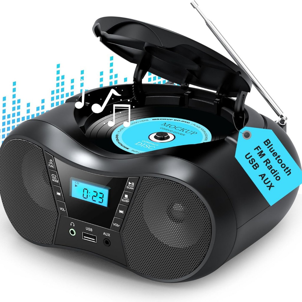 เครื่องเล่น CD แบบพกพาบลูทูธ Boombox เครื่องเล่นซีดี AM/FM วิทยุเครื่องเล่นสเตอริโอความเที่ยงตรงสูงสําหรับ CD/CD-R/RW วิทยุสําหรับ Home