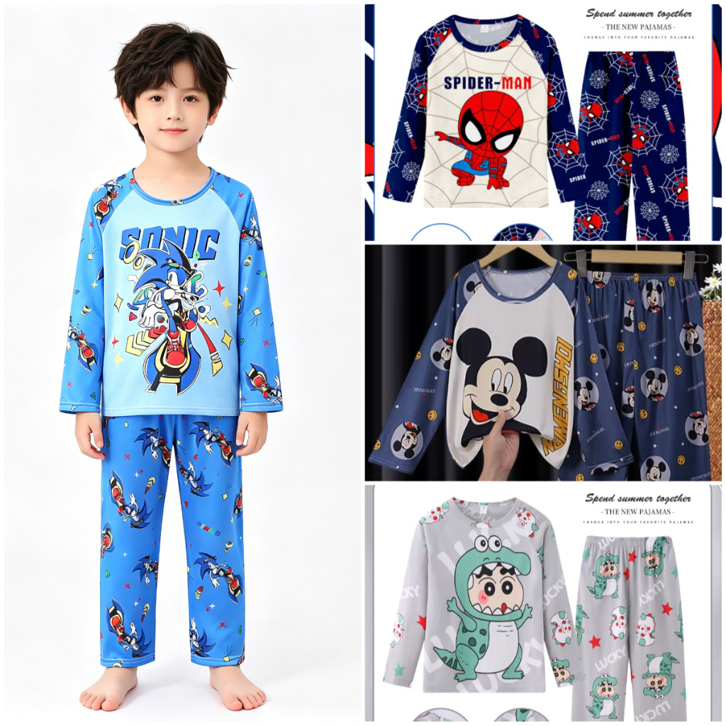 ชุดนอนคอกลมแขนยาวเด็ก โพลีเอสเตอร์ระบายความชื้น Boys And Big Girl nightie สําหรับ 9 - 10 ปี
