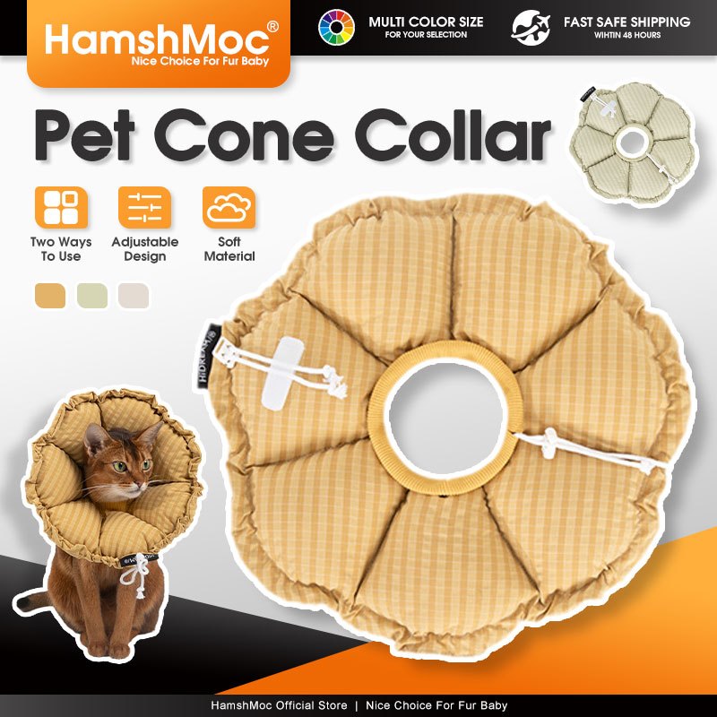 HamshMoc Elizabethan Collar Two Way Use PP Cotton Filled Adjustable Fit For 9kg Pets