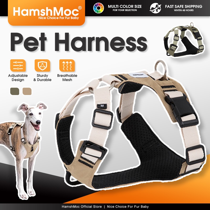 HamshMoc เสื้อกั๊กกีฬาสัตว์เลี้ยงสองจุดเชื่อมต่อสายรัดปรับได้ตาข่ายระบายอากาศสําหรับสุนัข 35 กก.