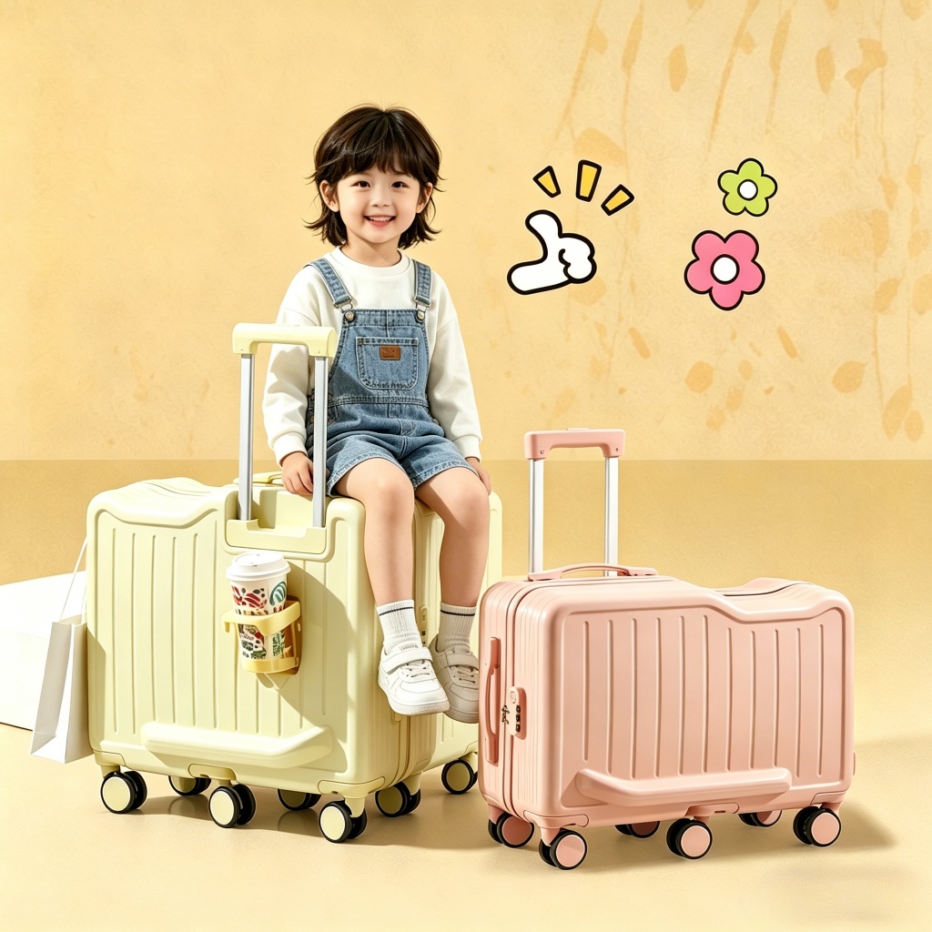 กระเป๋าเดินทางสําหรับปั่นจักรยานสําหรับเด็กแบบใหม่ สามารถนั่งกระเป๋าเดินทาง6ล้อกระเป๋าเดินทางล้อสากล