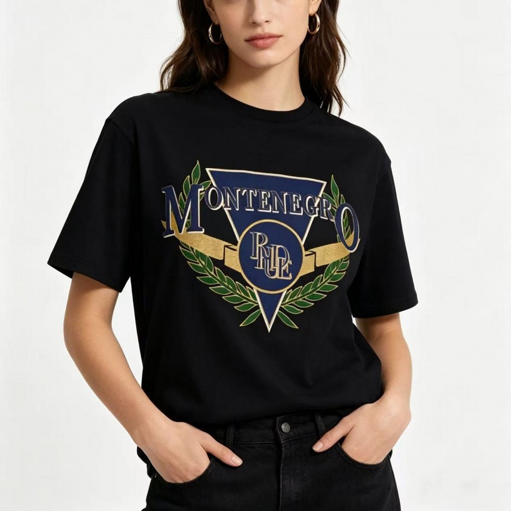 ❤️🆕ฤดูร้อนคุณภาพสูง RHUDE Montenegro Regat พิมพ์ผ้าฝ้ายเสื้อยืดแขนสั้น Tees