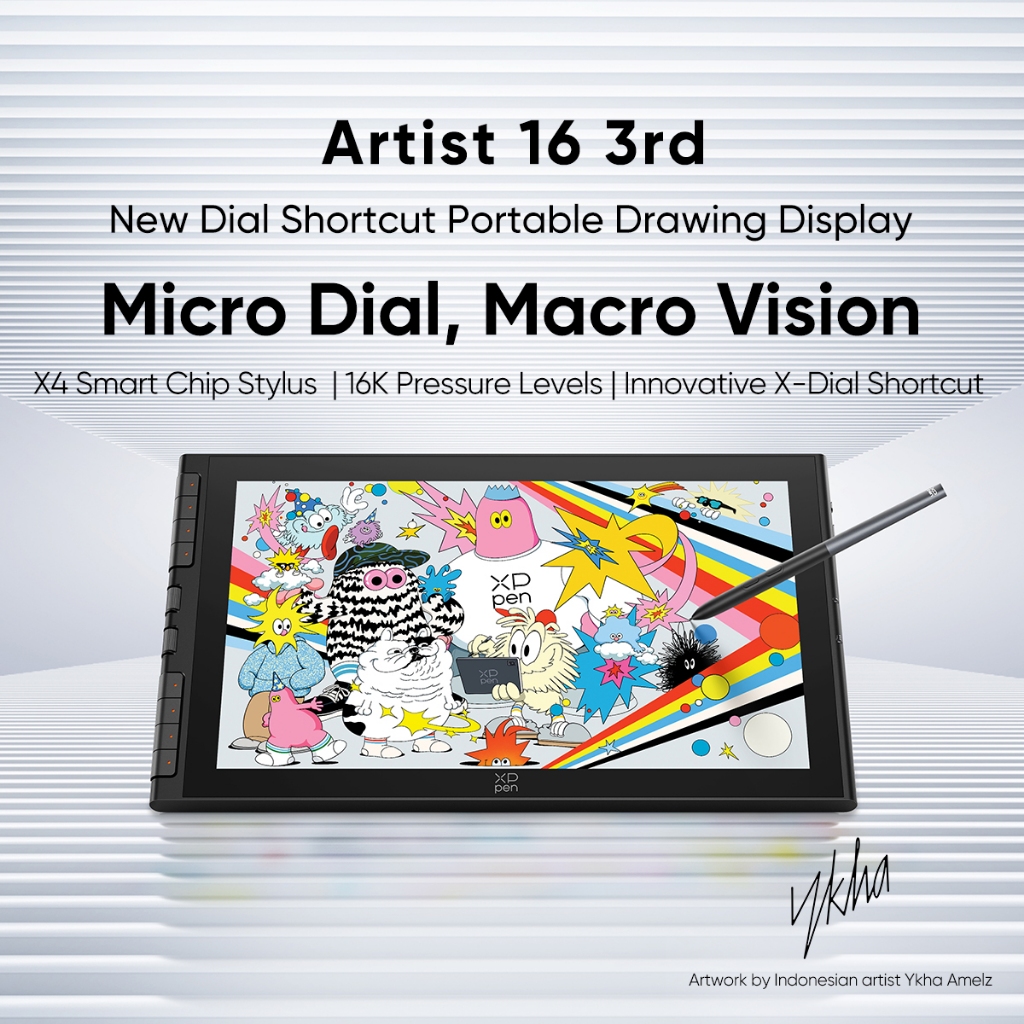 XPPen Artist 16 3rd Drawing Display Graphic Display พร้อม Micro X-Dial พร้อม X4 16K ระดับปากกาและขาต