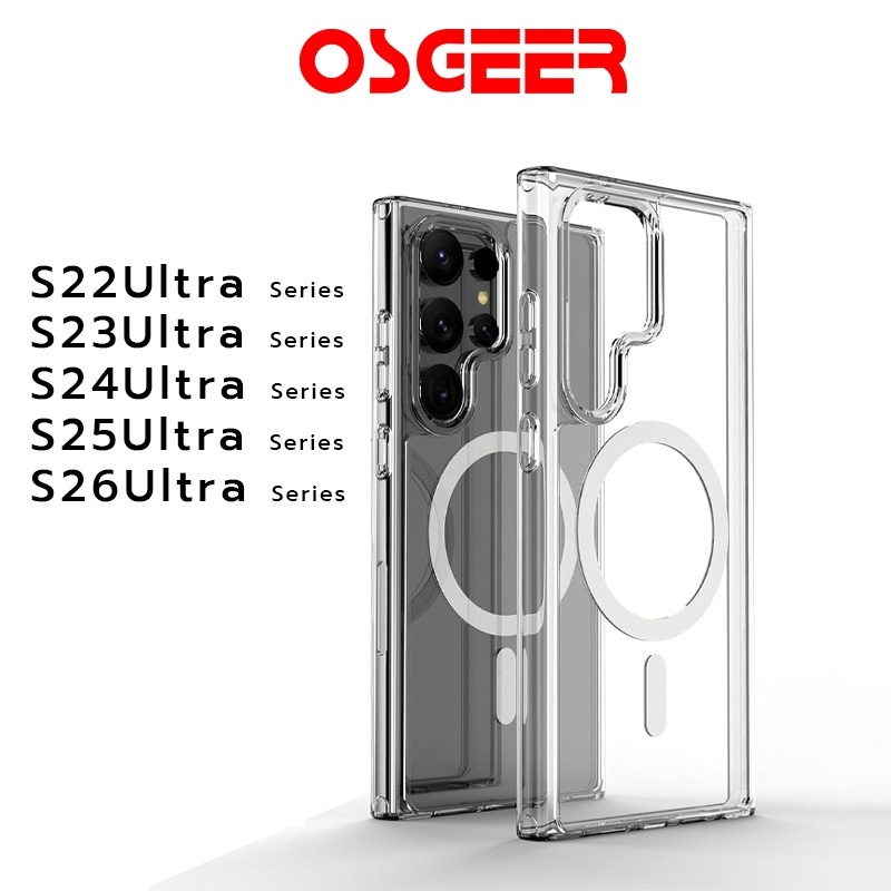 [OSGEER]เคสใสแม่เหล็กสําหรับSamsung s26Ultra s25Ultra s24Ultra S24FE  s23Ultras 24 s23 s22 เคสป้องกันใส