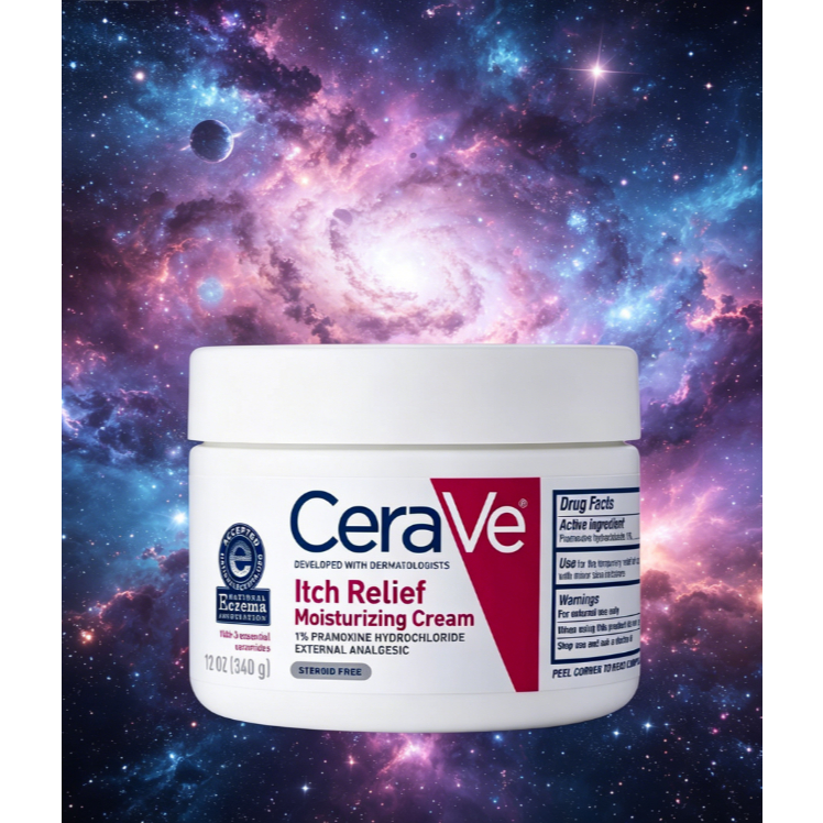 CeraVe Itch Relief Moisturizing Cream 340g, ปราศจากสเตียรอยด์พร้อม Pramoxine HCl & Ceramides