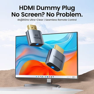Vention HDMI/DP Headless Ghost Display Emulator, อลูมิเนียมอัลลอยด์ 4K @ 60Hz Dummy Plug สําหรับแก้ปัญหาไม่มีจอแสดงผล Boot Failure, Remote Desktop Access, รองรับ PC & Server