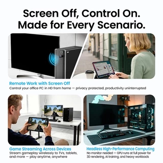 Vention HDMI/DP Headless Ghost Display Emulator, อลูมิเนียมอัลลอยด์ 4K @ 60Hz Dummy Plug สําหรับแก้ปัญหาไม่มีจอแสดงผล Boot Failure, Remote Desktop Access, รองรับ PC & Server