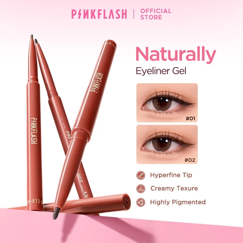 แฟลชสีชมพู #InfallibleLine Hyperfine Smooth Gel Eyeliner High Pigmented หลายสี Smudge-proof Breakup-proof กันน้ํายาวนาน PF-E13