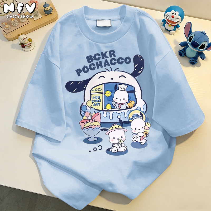 NFV เสื้อยืดคอกลมแขนสั้น✨แฟชั่นสไตล์เกาหลี oversize ผ้านิ่ม ใส่สบาย สาวอวบ ลายชินนาม่อน 100% Cotton t-shirt YG1500