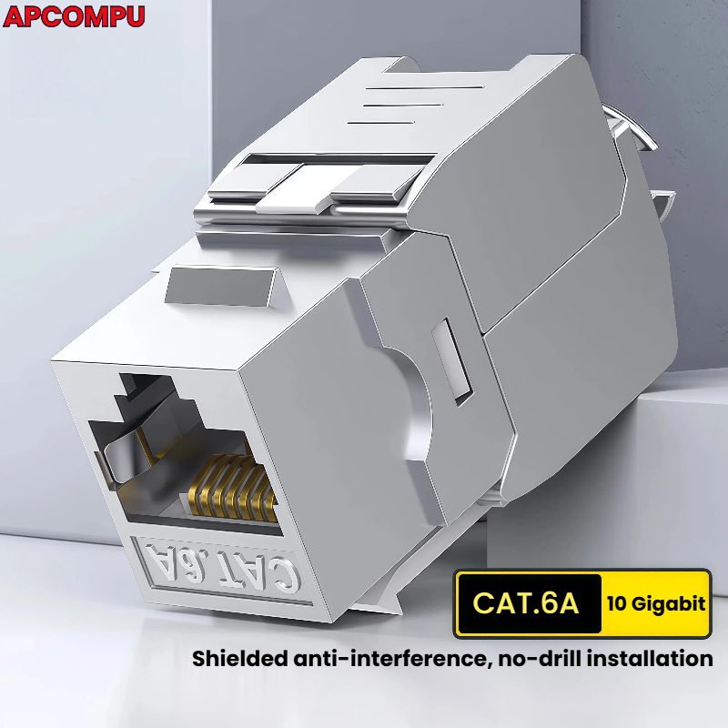 APCOMPU RJ45 Connector STP CAT6A Ethernet Module ป้องกันการรบกวนความเร็ว Gigabit ไม่มีเครื่องมือติดตั้ง