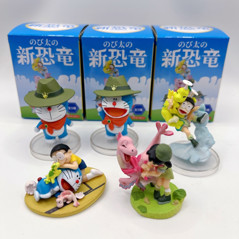 5ชิ้น/เซ็ต ญี่ปุ่น อะนิเมะ โดราเอมอน โนบิตะ ไดโนเสาร์ใหม่ Kyu Myu Nobi Nobita Adventurer Q Gashapon PVC Action Figure ตุ๊กตาของเล่น