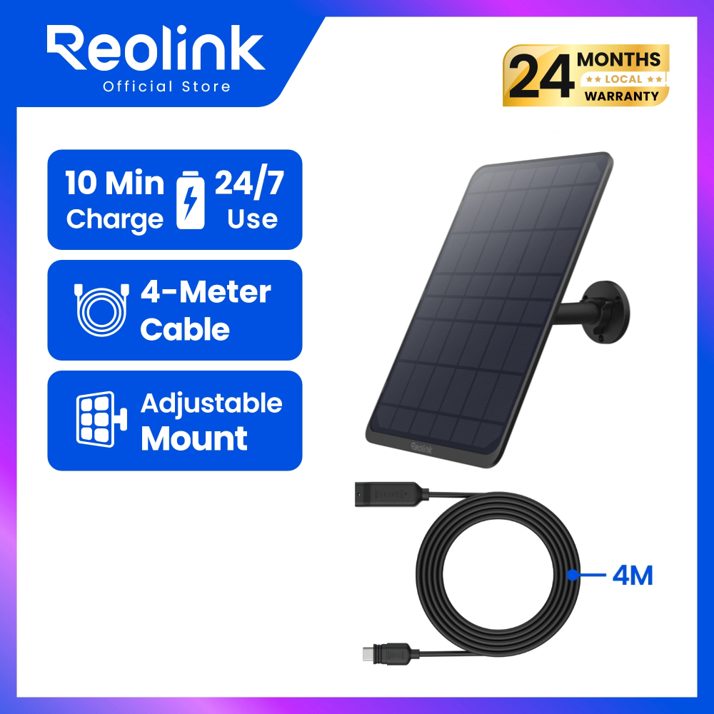 REOLINK แผงโซล่าเซลล์ 12W (สีดำ) | รุ่น Solar Panel 3 ชาร์จไว | สำหรับกล้องไร้สาย TrackMix/Argus PT Ultra/Duo 2