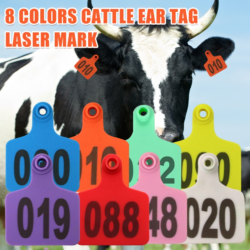ป้ายแท็กหูวัว พลาสติก ขนาดใหญ่ สีเหลือง สําหรับระบุตัวเลข 001-100 101-200 201-300 (001-100)
