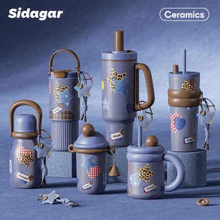 Sidagar เคลือบเซรามิก ถ้วยน้ําสแตนเลสขนาดใหญ่-ความจุสูญญากาศฉนวนรถติดได้ถ้วยหลายสไตล์ถ้วยน้ํา