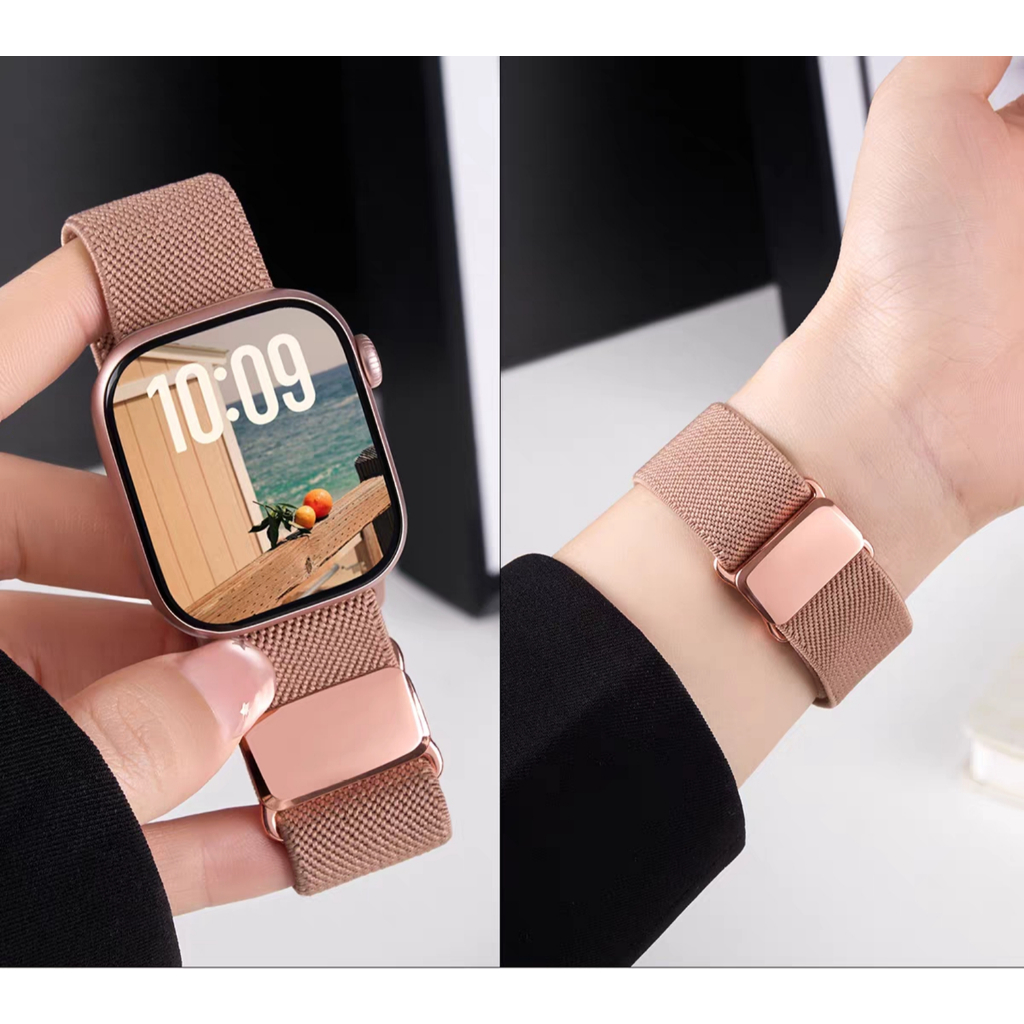 แม่เหล็กฤดูใบไม้ผลิสายรัดไนลอนสําหรับ Apple Watch band ผู้หญิง Series 11/10/9/8/7/6/5/4/3/2/1 SE 38/40/41/42/44 มม.45 มม.46 มม.49 มม.