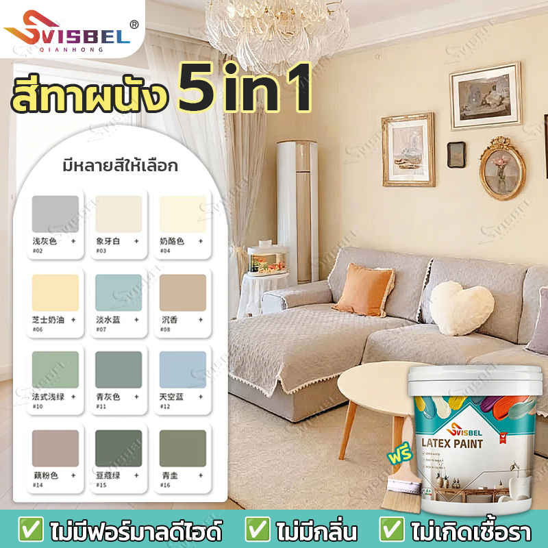 ✅80ปี สีไม่หลุด✅SVISBELสีน้ำยางพารา1kg สีทาผนัง ผนังภายนอก สีทาภายใน สีน้ำยางพารา ใช้สำหรับรีโนเวทและซ่อมแซมผนัง สีทาบ้านภายนอก สียางพารา สีทาผนังกันน้ำ