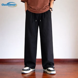 【4-8XL】กางเกงขายาวไซส์ใหญ่สำหรับผู้ชาย ทรงหลวม ขากางเกงตรง สวมใส่สบาย ผลิตจากผ้าไหมน้ำแข็ง
