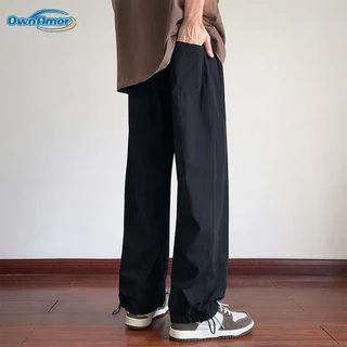 【4-8XL】กางเกงขายาวไซส์ใหญ่สำหรับผู้ชาย ทรงหลวม ขากางเกงตรง สวมใส่สบาย ผลิตจากผ้าไหมน้ำแข็ง