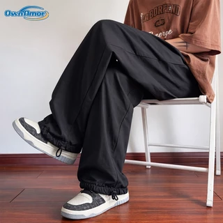 【4-8XL】กางเกงขายาวไซส์ใหญ่สำหรับผู้ชาย ทรงหลวม ขากางเกงตรง สวมใส่สบาย ผลิตจากผ้าไหมน้ำแข็ง