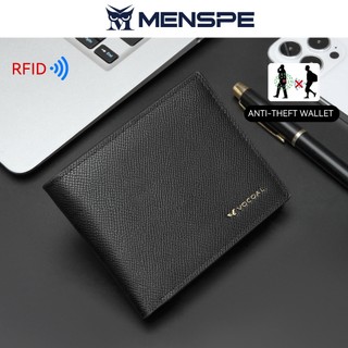 Menspe แฟชั่นกระเป๋าสตางค์สั้น RFID Anti Theft Brush Retro กระเป๋าสตางค์ธุรกิจกระเป๋าสตางค์ PU นุ่ม Multi-Card ตําแหน่งกระเป๋าสตางค์กระเป๋าเดินทางซิปกระเป๋าเหรียญ ID ผู้ถือบัตรเครดิต