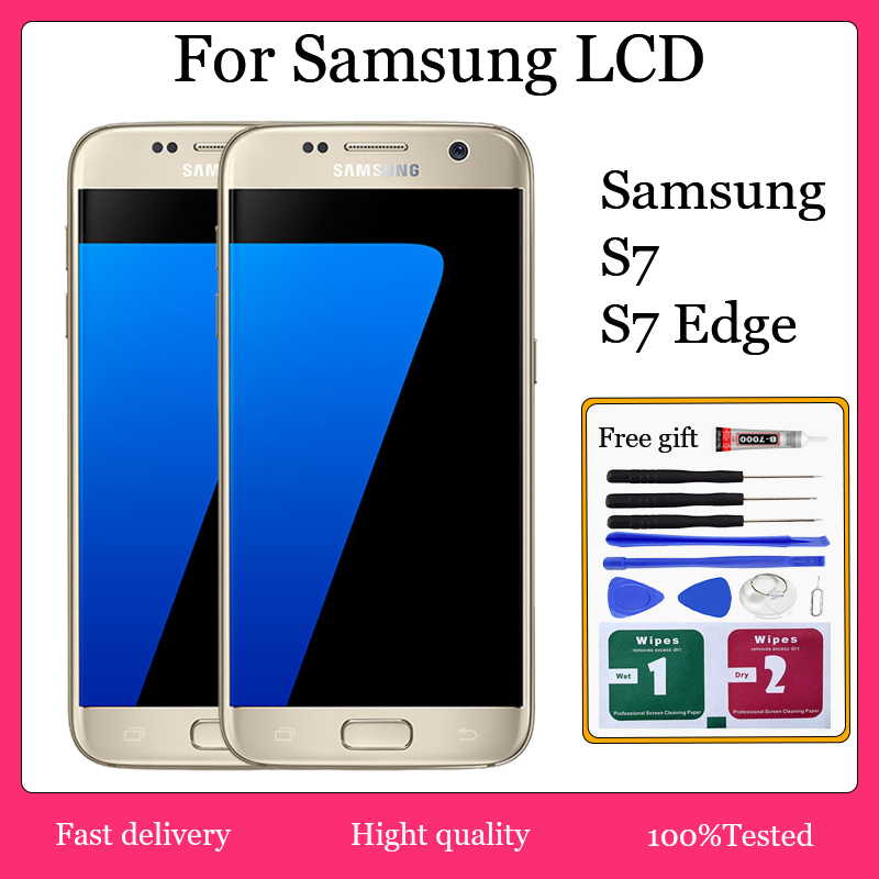 Original AMOLED สําหรับ Samsung S7 / S7 Edge จอแสดงผล LCD หน้าจอสัมผัสพร้อมการเปลี่ยนกรอบ