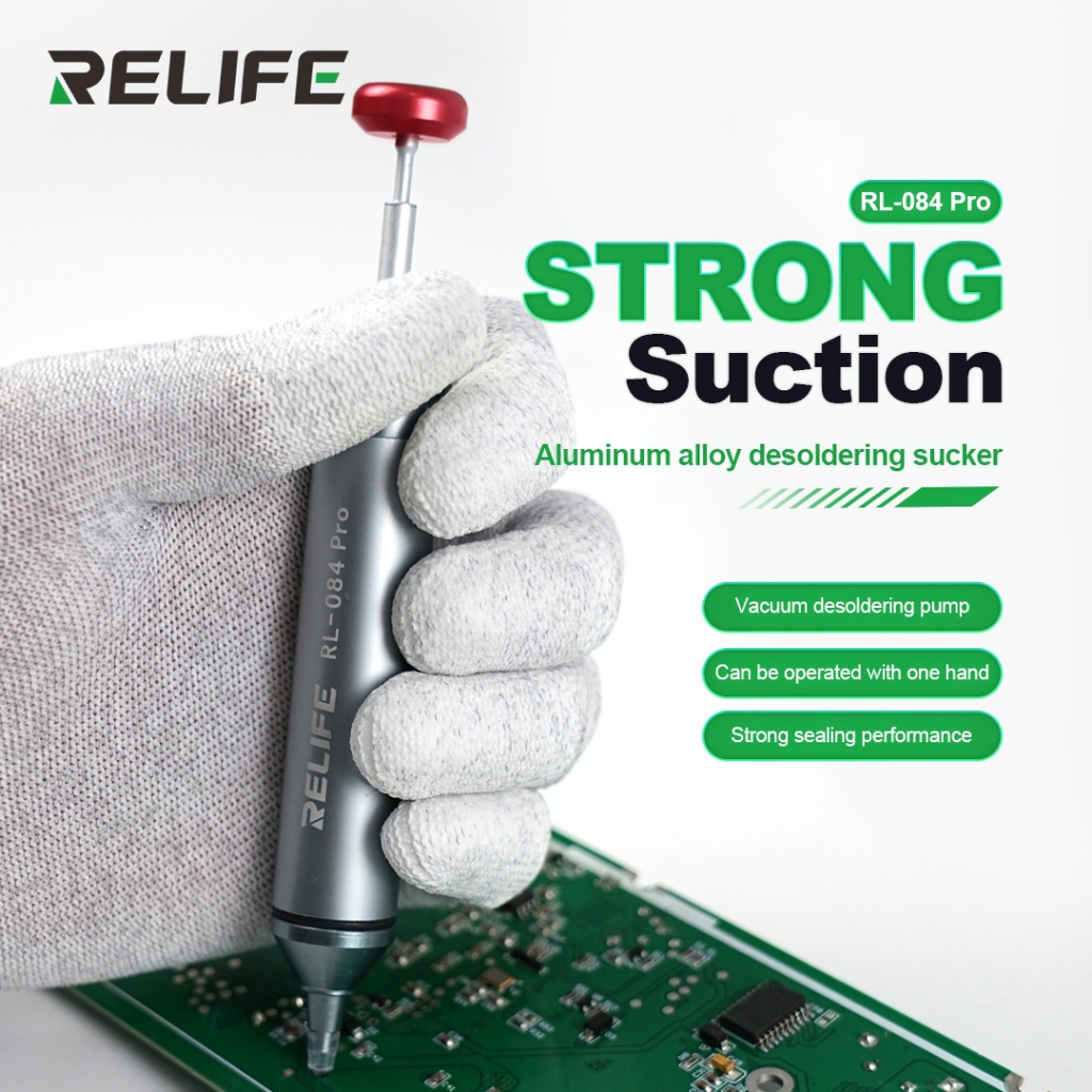 RELIFE RL-084 Pro ดูดที่แข็งแกร่งอลูมิเนียม Desoldering Sucker ที่มีประสิทธิภาพ Vacuu ดูดสําหรับ PCB การบัดกรี Removal & Repair