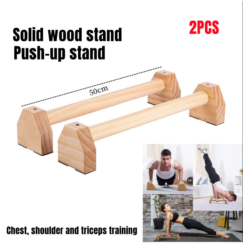 พร้อมสต็อก 2PC Push Up Stands, Handstand ไม้ Parallelletes บาร์, ไม้เนื้อแข็ง Push Up Bars พร้อมแผ่น