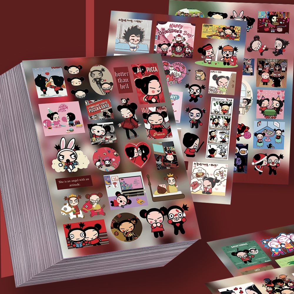 8 แผ่นน่ารัก PUCCA & GARU สติกเกอร์สําหรับเด็กการ์ตูน TUMBLR แล็ปท็อปกระเป๋าเดินทางหมวกกันน็อกสติกเก